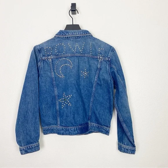 Mother x Bowie Denim The Bruiser Jean Jacket Under Pressure Beaded - Picture 3 of 5